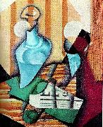 Juan Gris flaska och glas oil